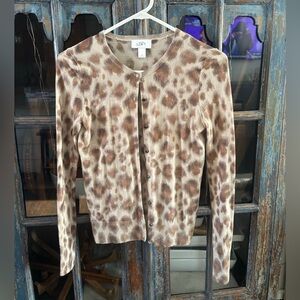 LOFT Animal Print Button-Up Cardigan